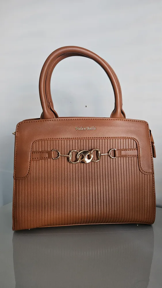 Cognac Handbag with Adjustable Shoulder Strap thumbnail