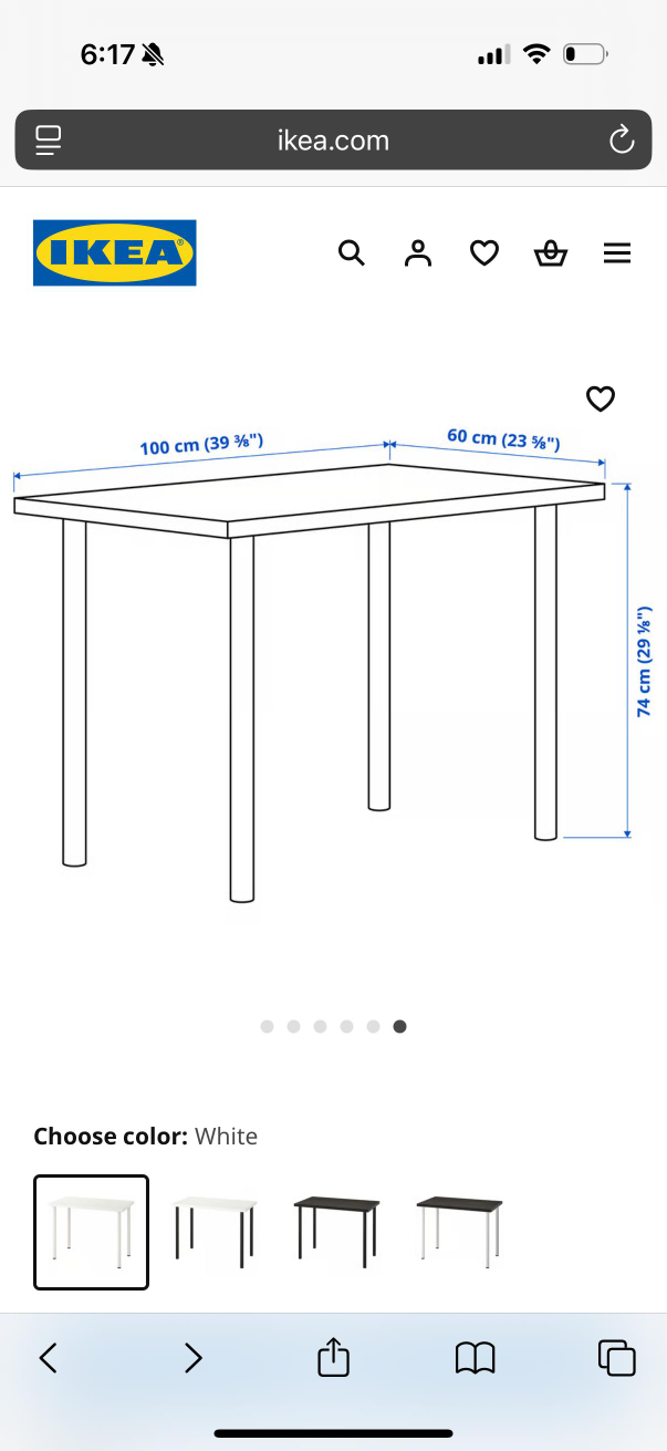 IKEA LINNMON / ADILS Table - White/Black - photo 2