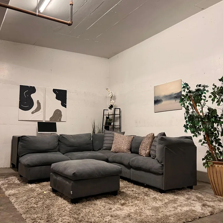 Partner 6 piece modular sectional L shaped sofa couch. Delivery thumbnail