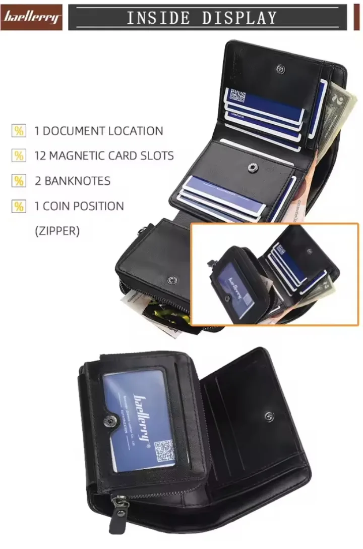 Baellerry Black Wallet! Leather image indicator(4)