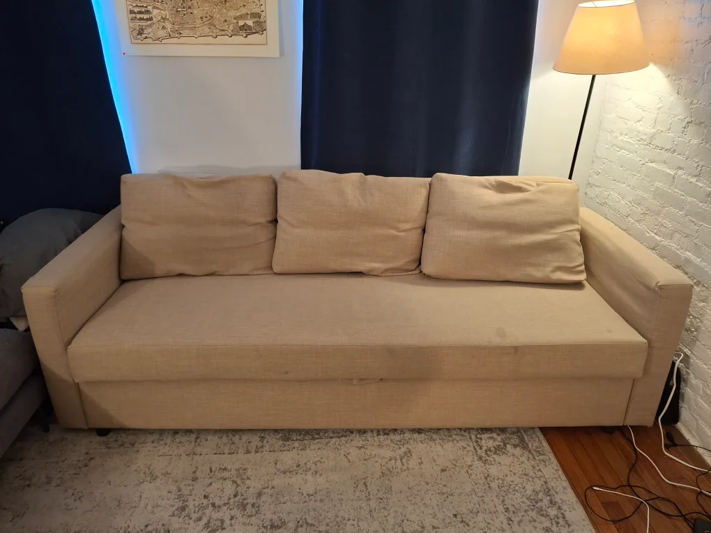 Beige IKEA FRIHETEN Sofa Bed w cont.Converts to Full Size image indicator(2)