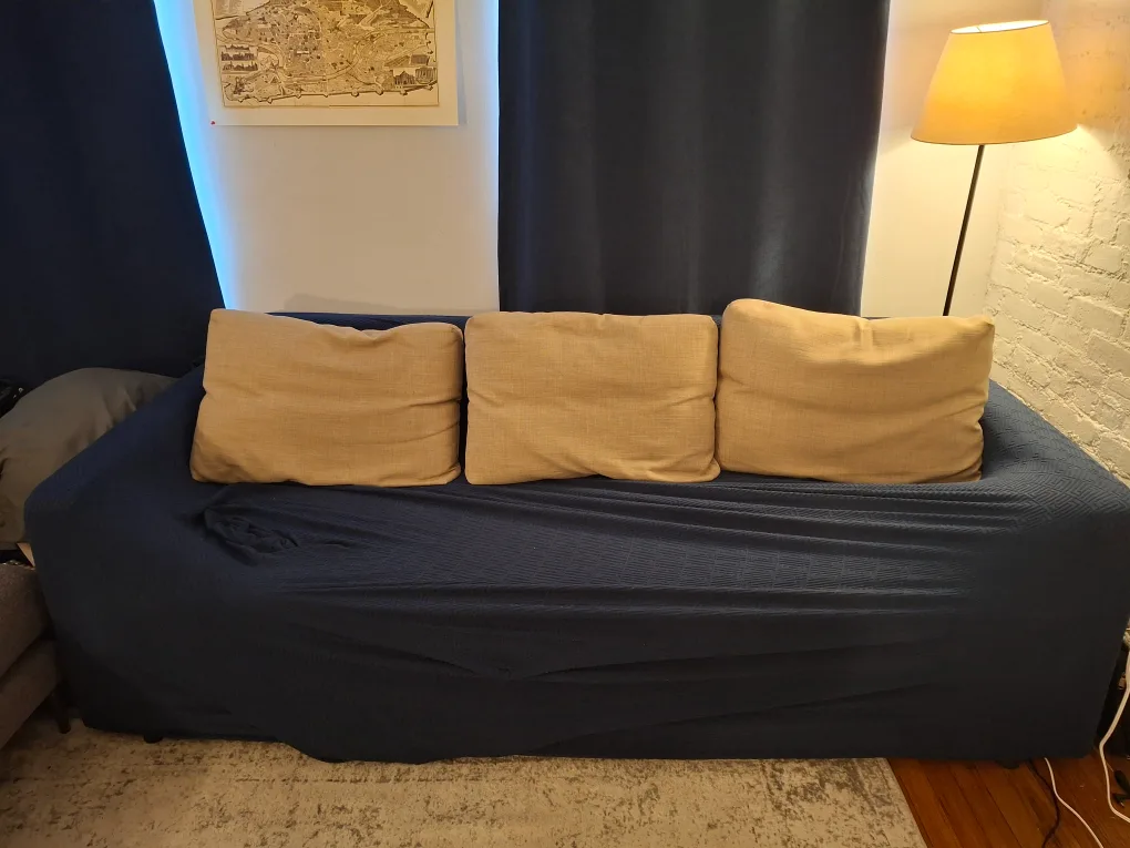 Beige IKEA FRIHETEN Sofa Bed w cont.Converts to Full Size image indicator(3)