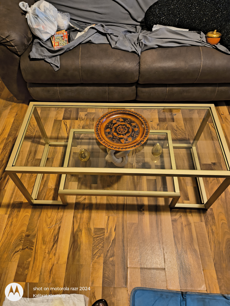 Gold Metal and Glass Coffee Table - photo 2