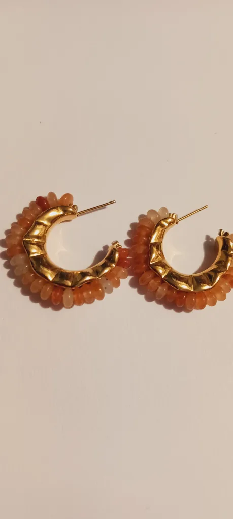 Roberta Chiarella Carnelian Stone Hoop Earrings thumbnail