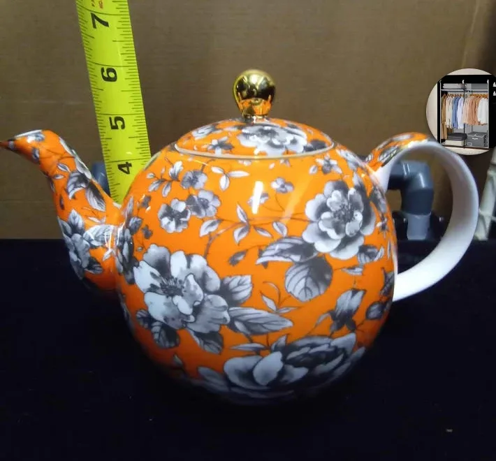 T2 Teapot Orange Floral Pattern🥕 thumbnail