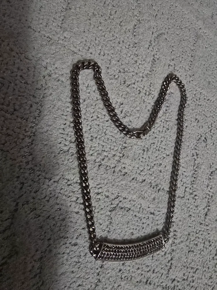 🇨🇦Modern Oxidized Silver Chain Necklace Unisex thumbnail