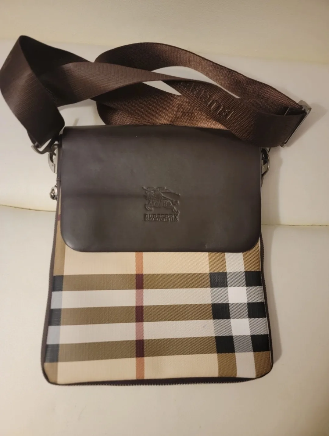 Burberry Style Plaid Messenger Bag thumbnail