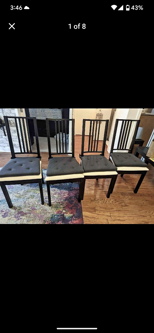 Dining Table and 4 Chairs - Black
