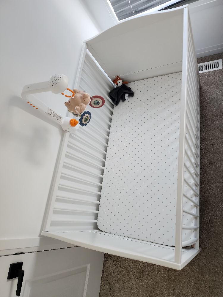 White Baby Crib with Mobile and mattress - photo 5