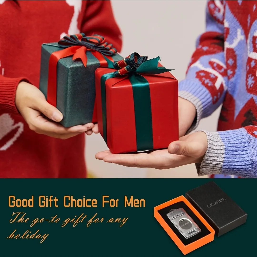 Cigarol Premium 2 in 1 Cigar Cutter & Jet Flame Lighter - Silver image indicator(9)