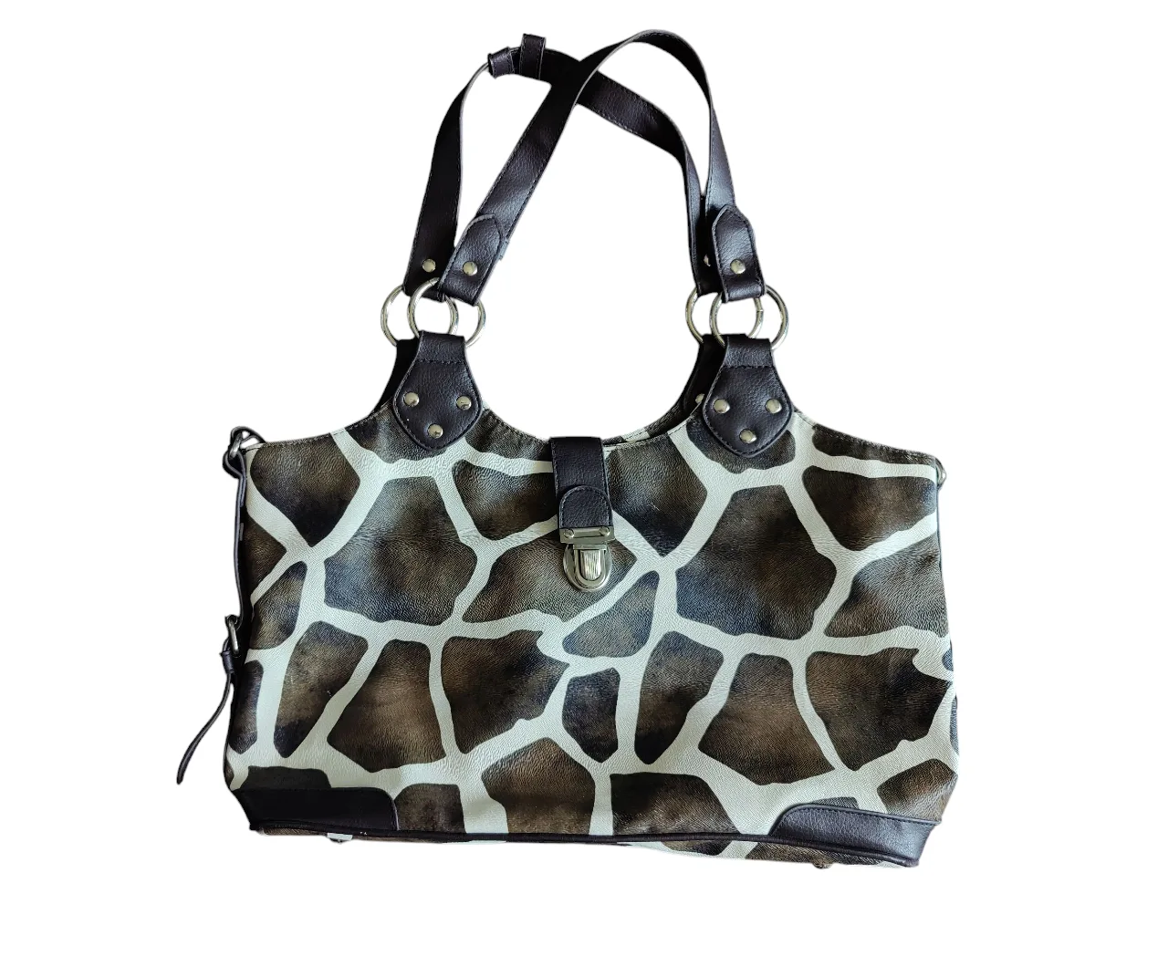 Women's Giraffe Print Tote Hand Bag Purse with Strap thumbnail