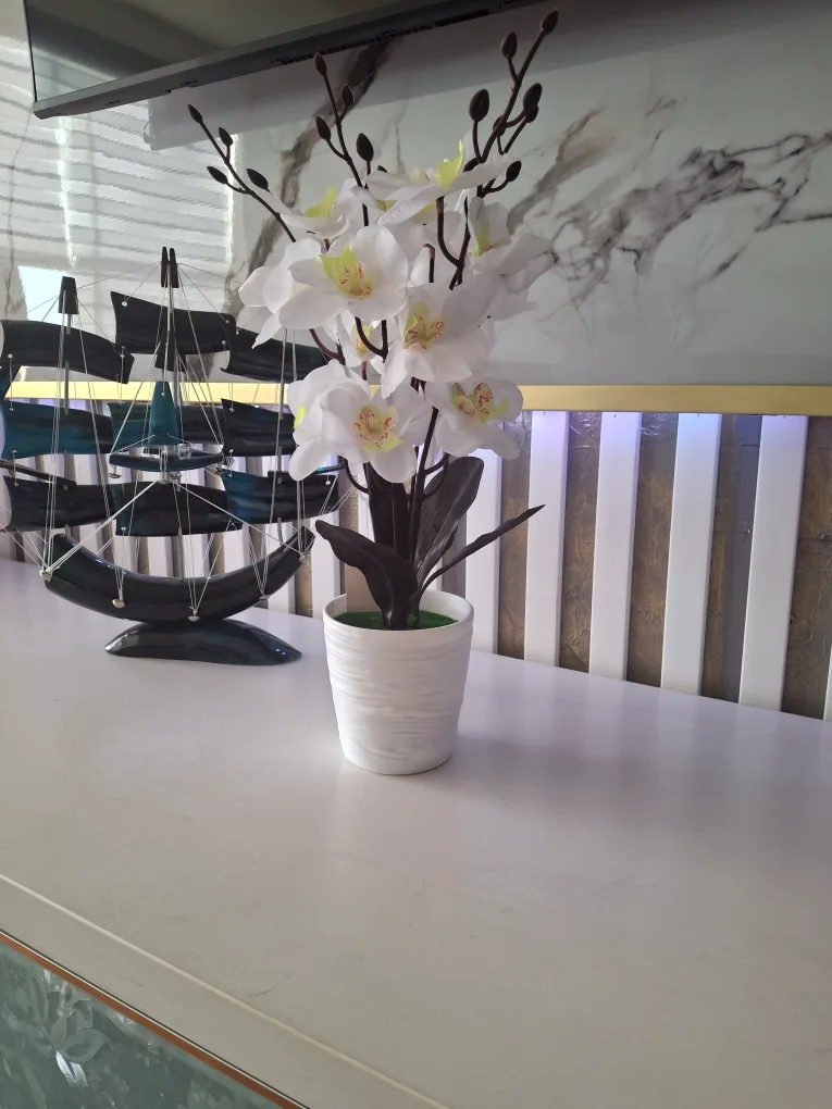 White Artificial Orchid Plant in Pot thumbnail