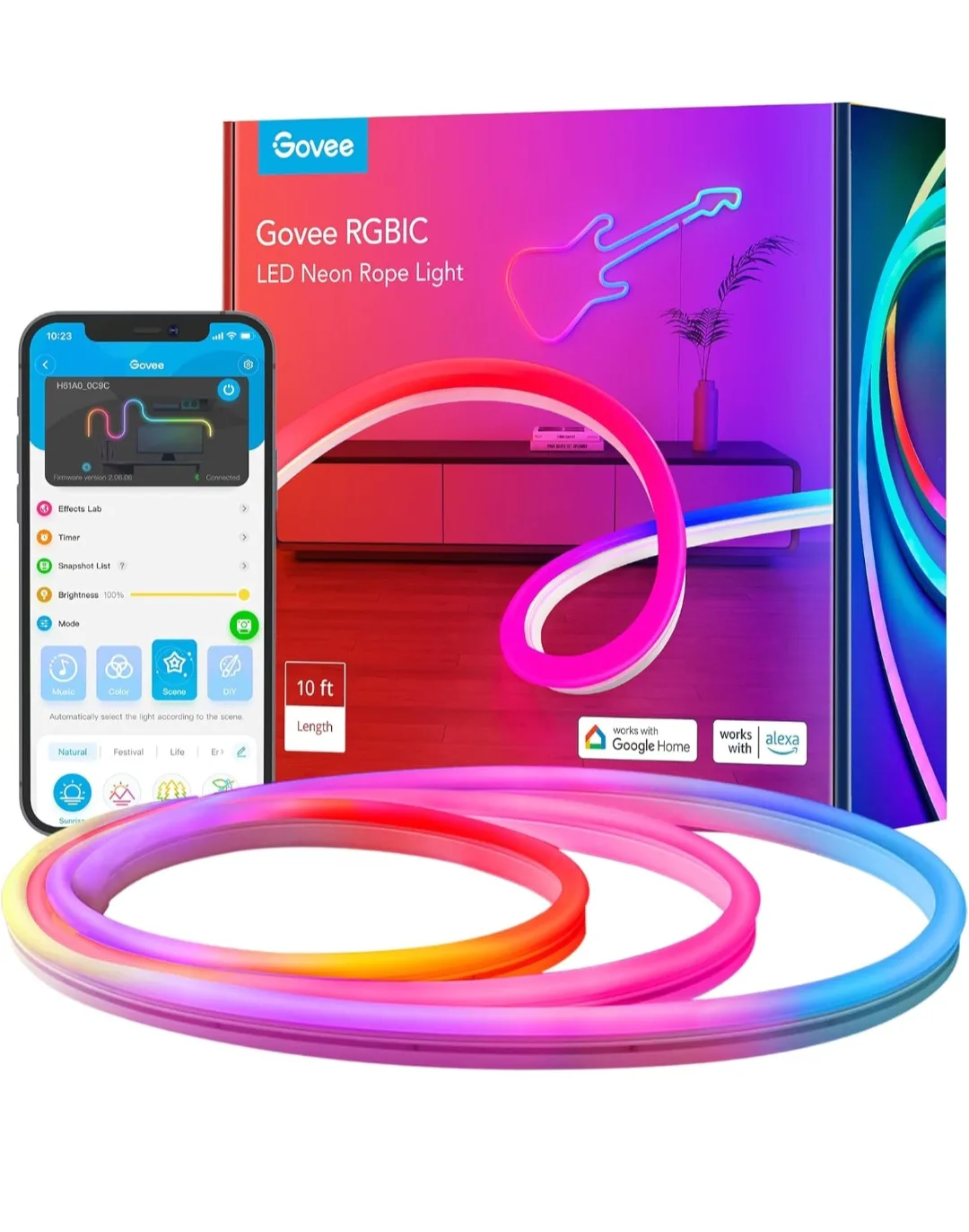 Govee RGBIC LED Neon Rope Light - 10 ft thumbnail