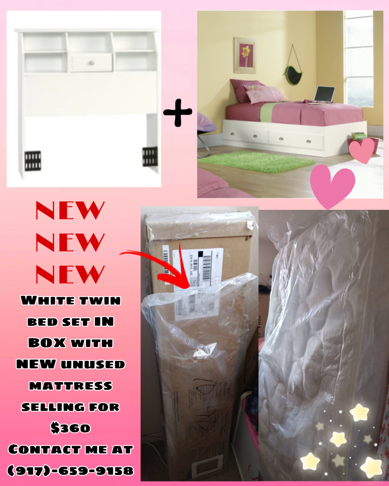 New White Twin Bed Set in Box w/ Mattress