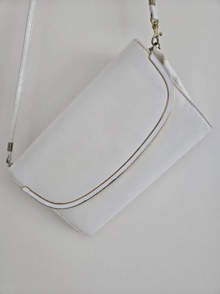 Vintage White Clutch with Gold Accent image indicator(2)
