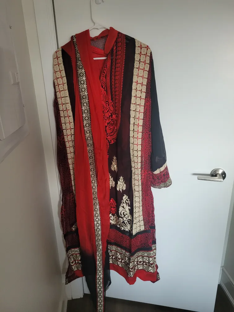 Red & Black Embroidered Salwar Kameez thumbnail