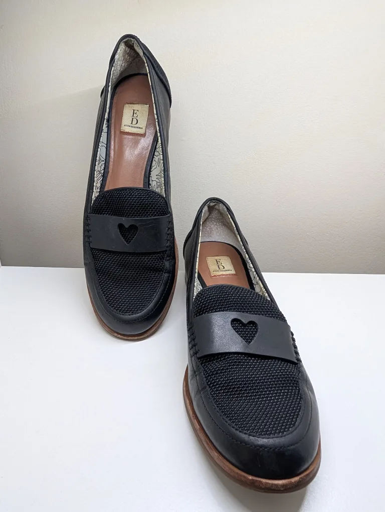 ED Ellen DeGeneres Black Leather Loafers thumbnail