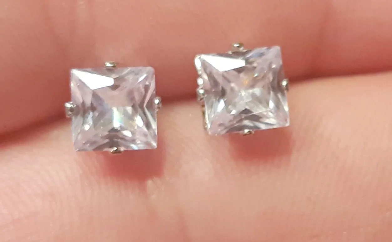 Square Cubic Zirconia Stud Earrings thumbnail