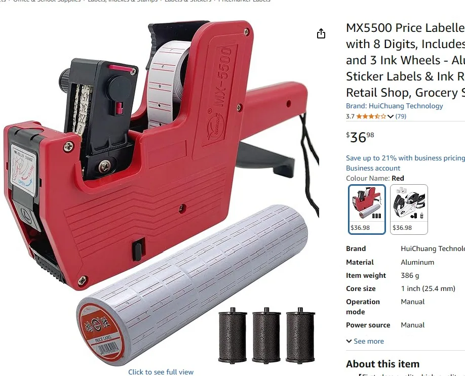 MX5500 Price Labeller with Labels & Ink - New thumbnail