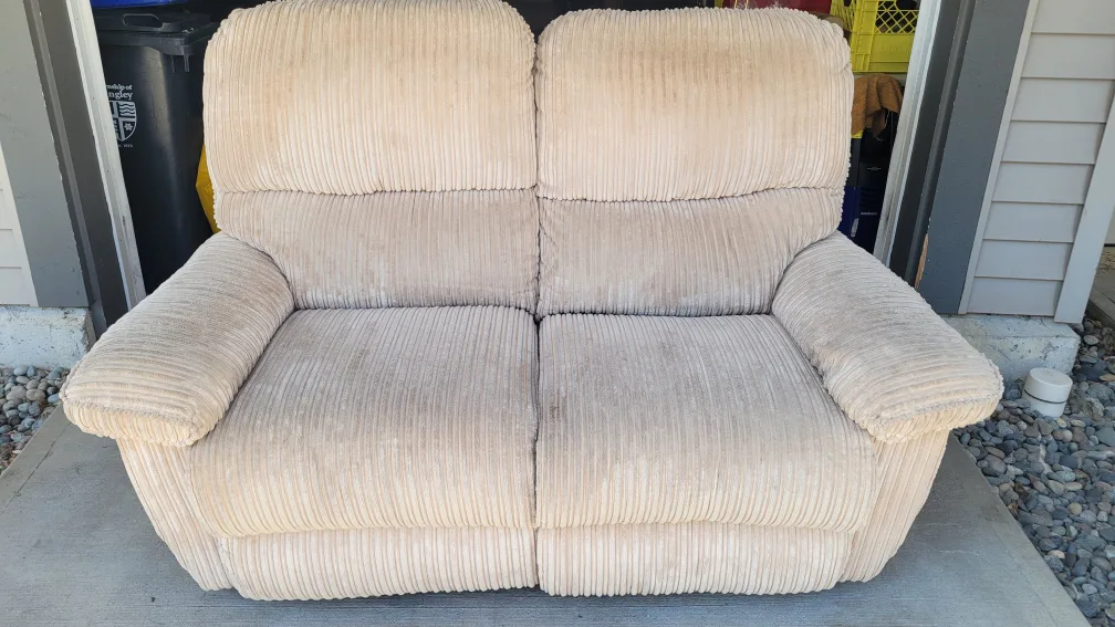 LaZBoy Brand Courderoy Fabric Recliner Loveseat (FREE DELIVERY) thumbnail
