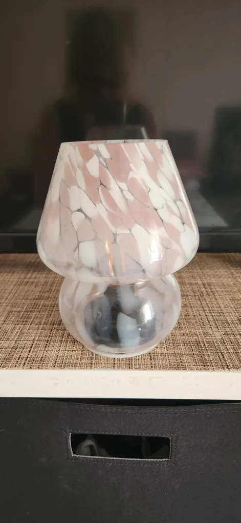 Mushroom Table Lamp - Pink & White thumbnail