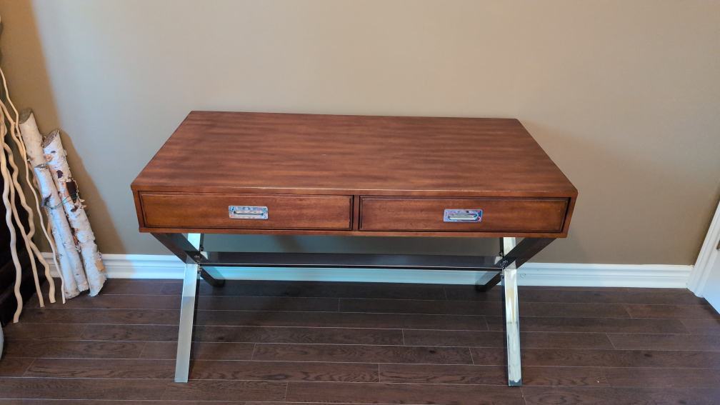 All Wood Mid Century Modern Desk with Chrome Legs - photo 4