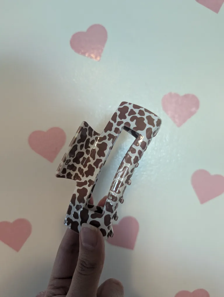 Cow print cowgirl stampede square hair claw clip thumbnail