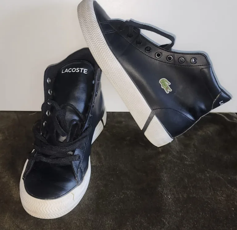 Lacoste Black Leather High-Top Sneakers thumbnail