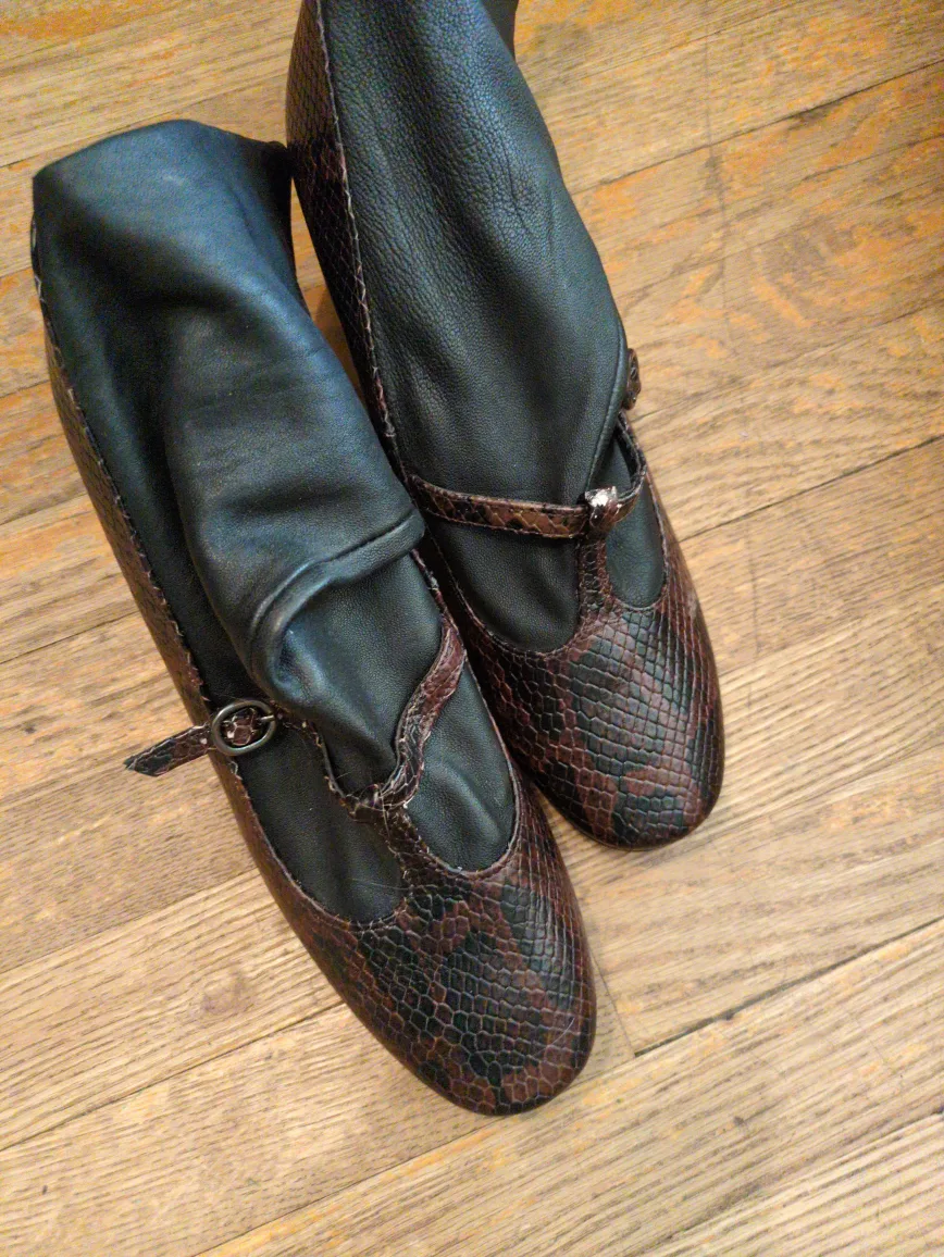 Zara Woman Snakeskin Ankle Boots - Size 36 thumbnail