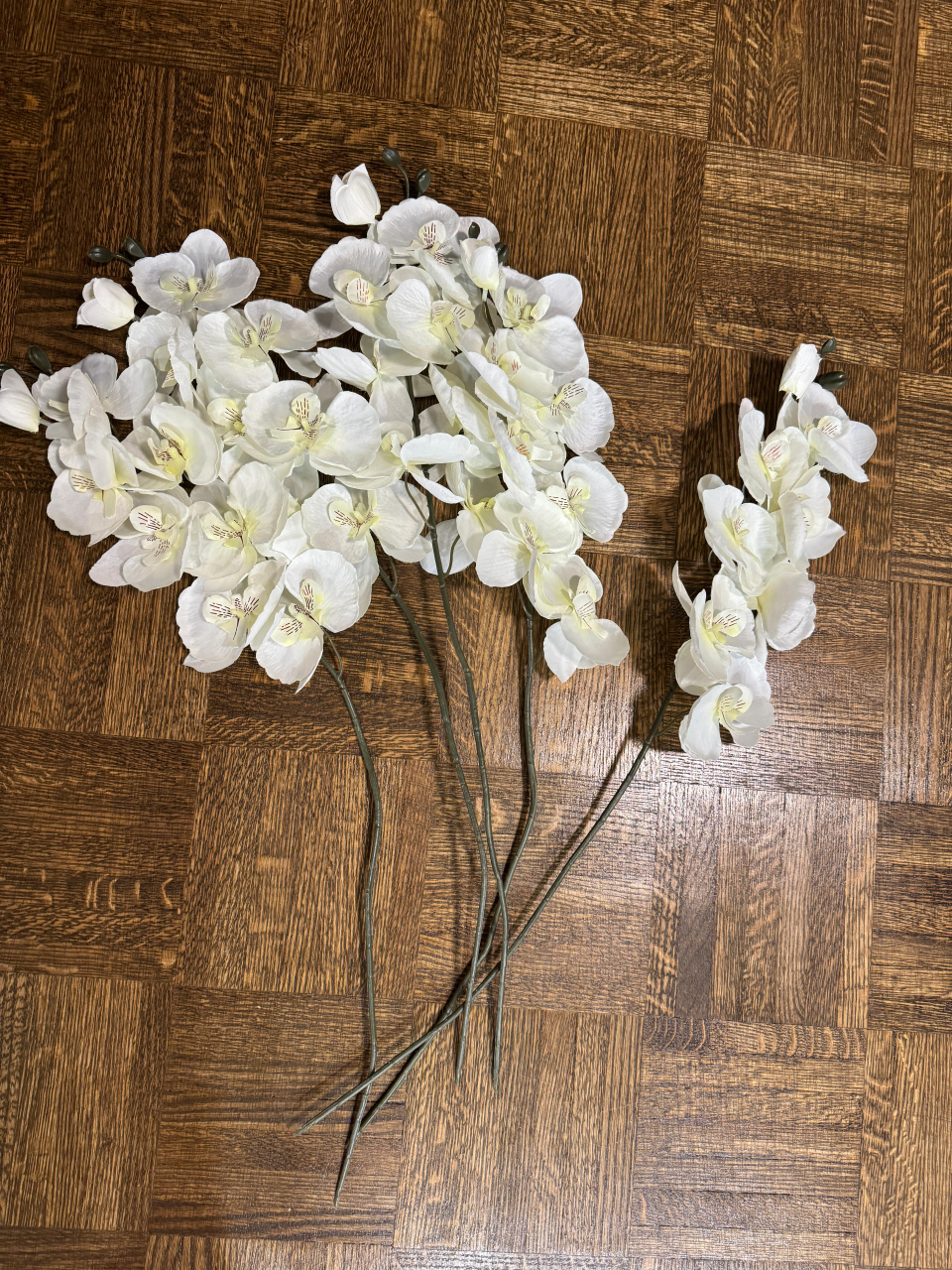 White Artificial Orchid Flowers - Set of 5