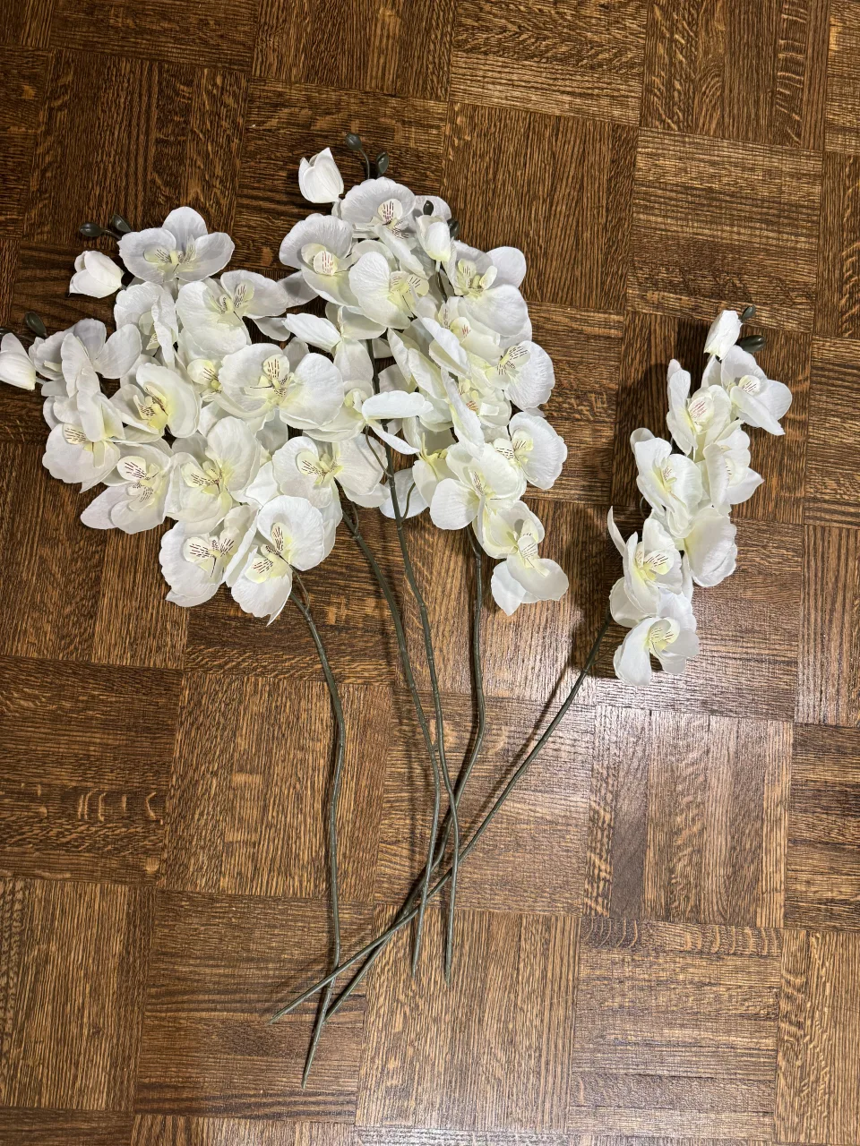 White Artificial Orchid Flowers - Set of 5 thumbnail