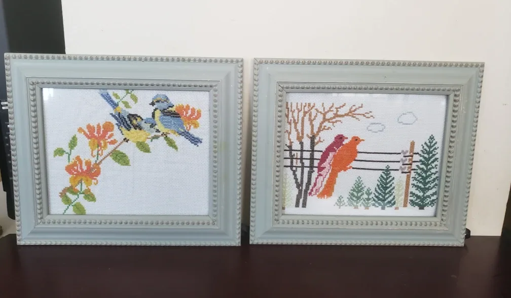 Pair of Framed Cross Stitch Art thumbnail
