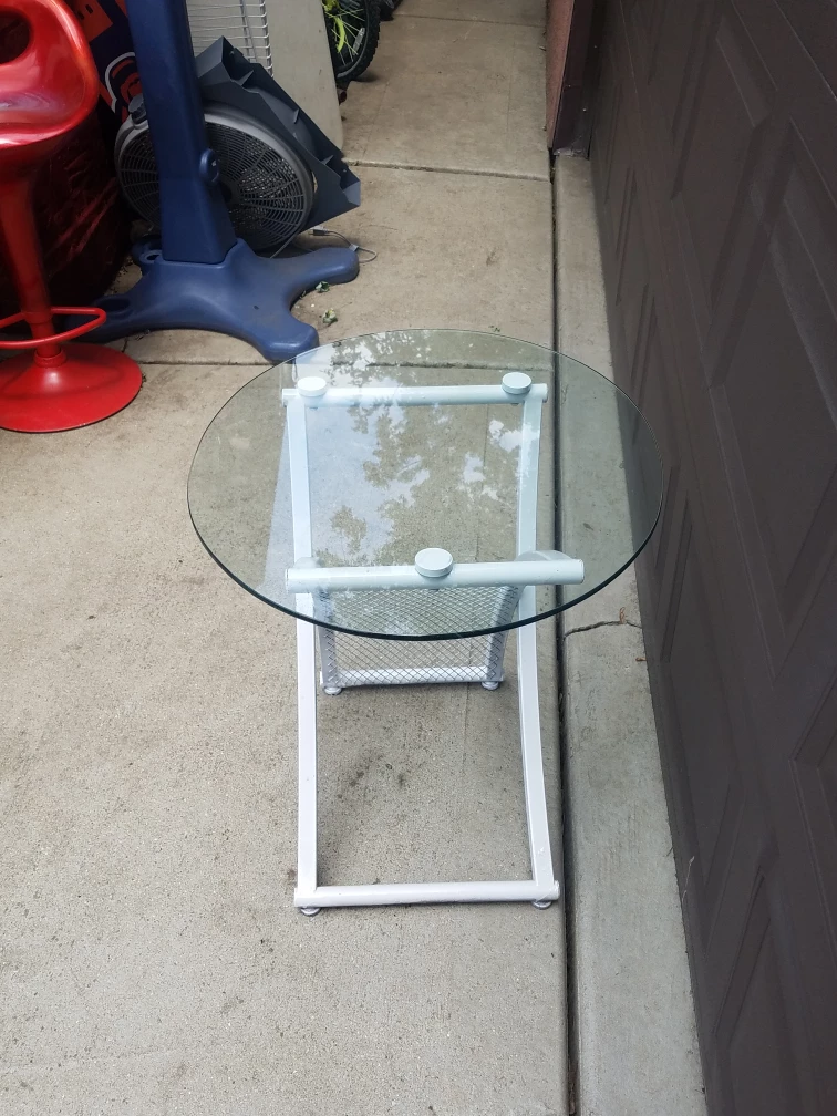 Glass Top Side Table - White Frame - photo 3