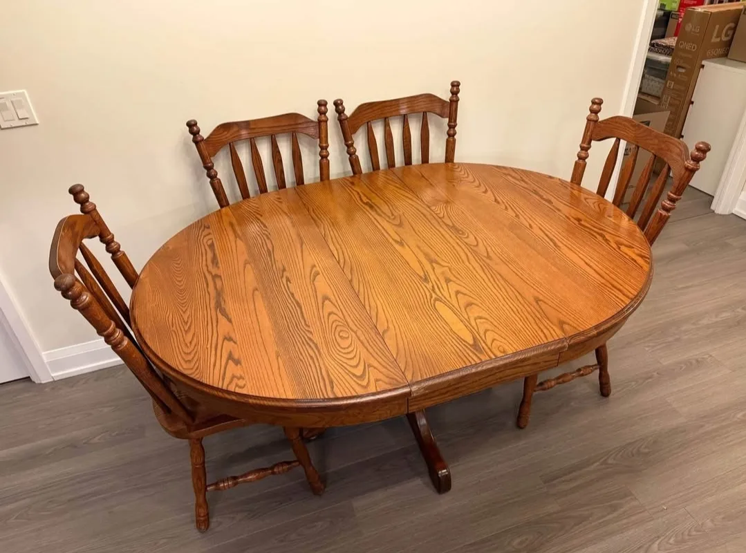 Vintage Oak expandable Dining Table with 4 Chairs image indicator(5)