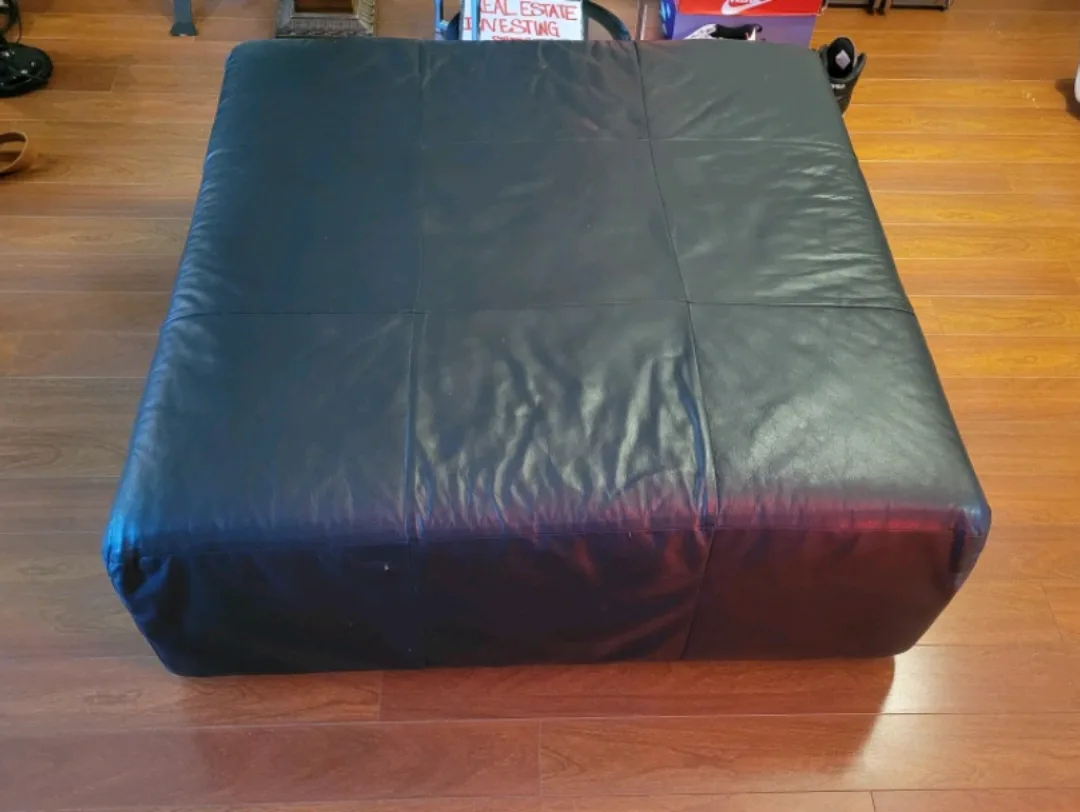 42" MORTEN Ottoman from EQ3 in ebony black leather image indicator(8)