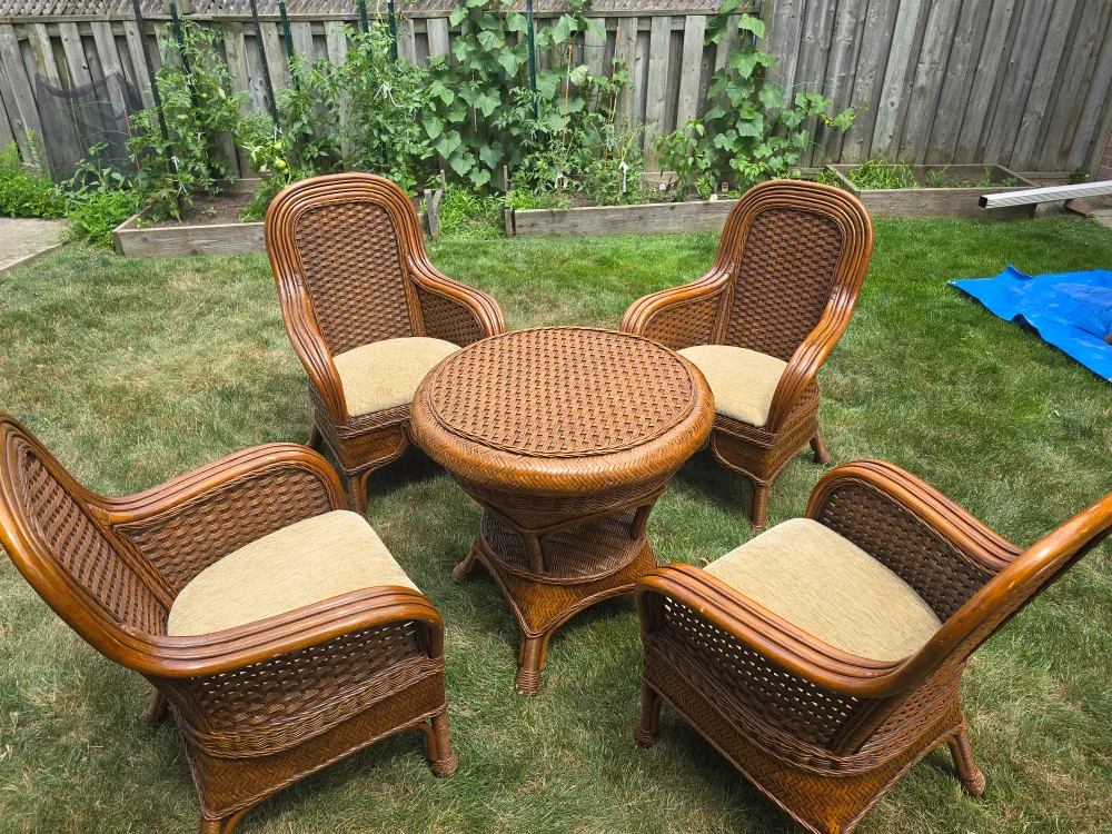4 chairs and table (rattan) thumbnail