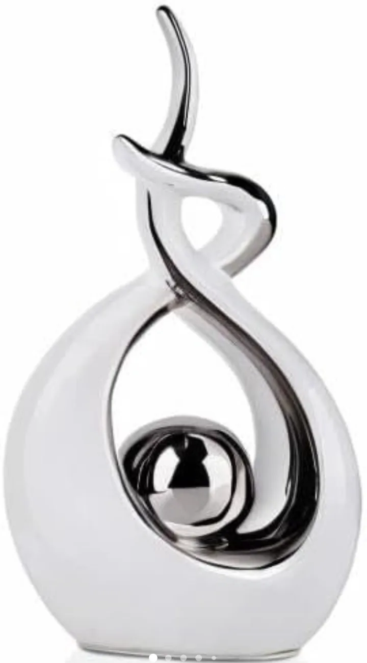 Abstract Ceramic Sculpture – White & Silver thumbnail