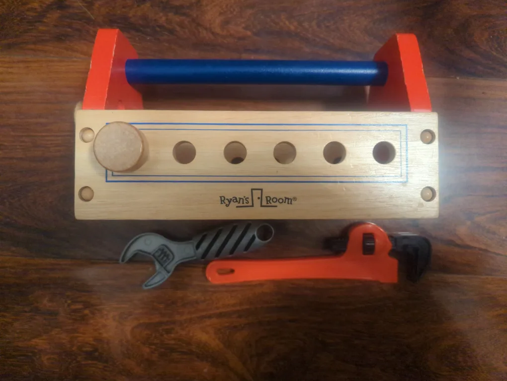 Ryan's Room Wooden Toddler Tool Box with tools thumbnail