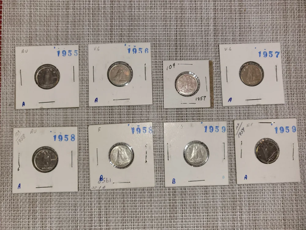 Vintage Canadian Silver Dimes (1955-1959) thumbnail