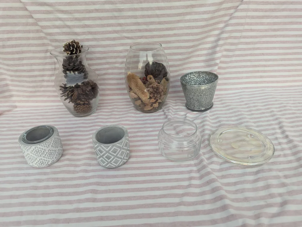 Assorted decorative vases, pots, candle holders thumbnail