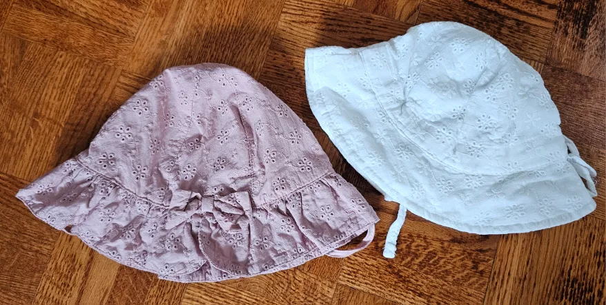 Baby Sun Hats - Pink & White thumbnail