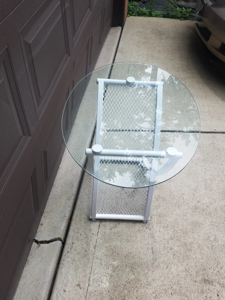 Glass Top Side Table - White Frame - photo 2