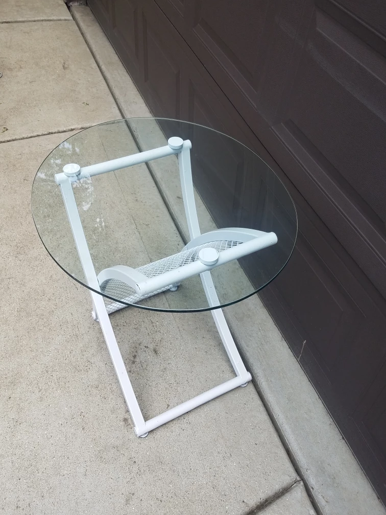 Glass Top Side Table - White Frame - photo 4