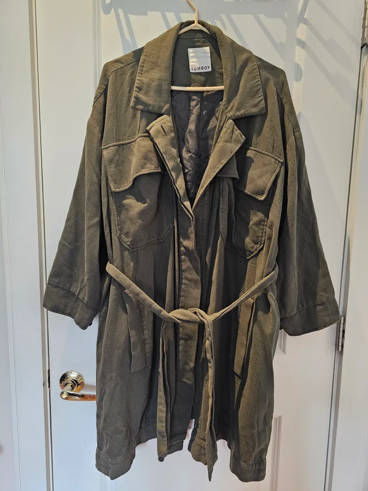 Tomboy Oversized Khaki Belted Coat thumbnail