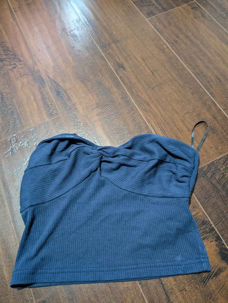 Blue Ribbed Tube Top thumbnail