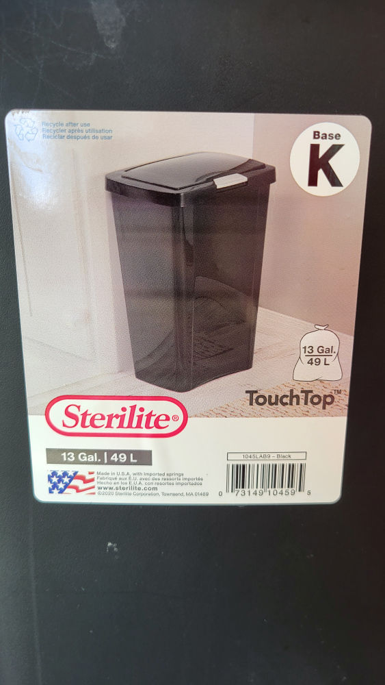 Sterilite TouchTop 13 Gal Black Trash Can - photo 3