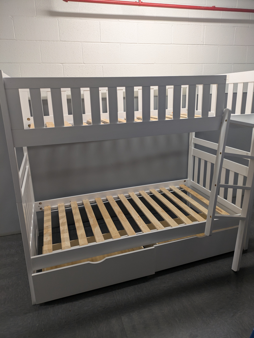White Wooden Bunk Bed Frame