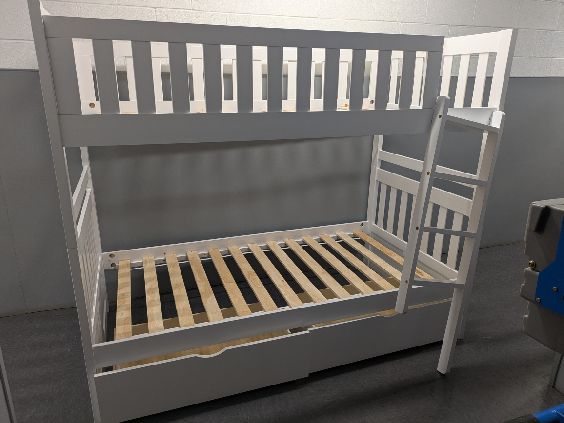 White Wooden Bunk Bed Frame - photo 4