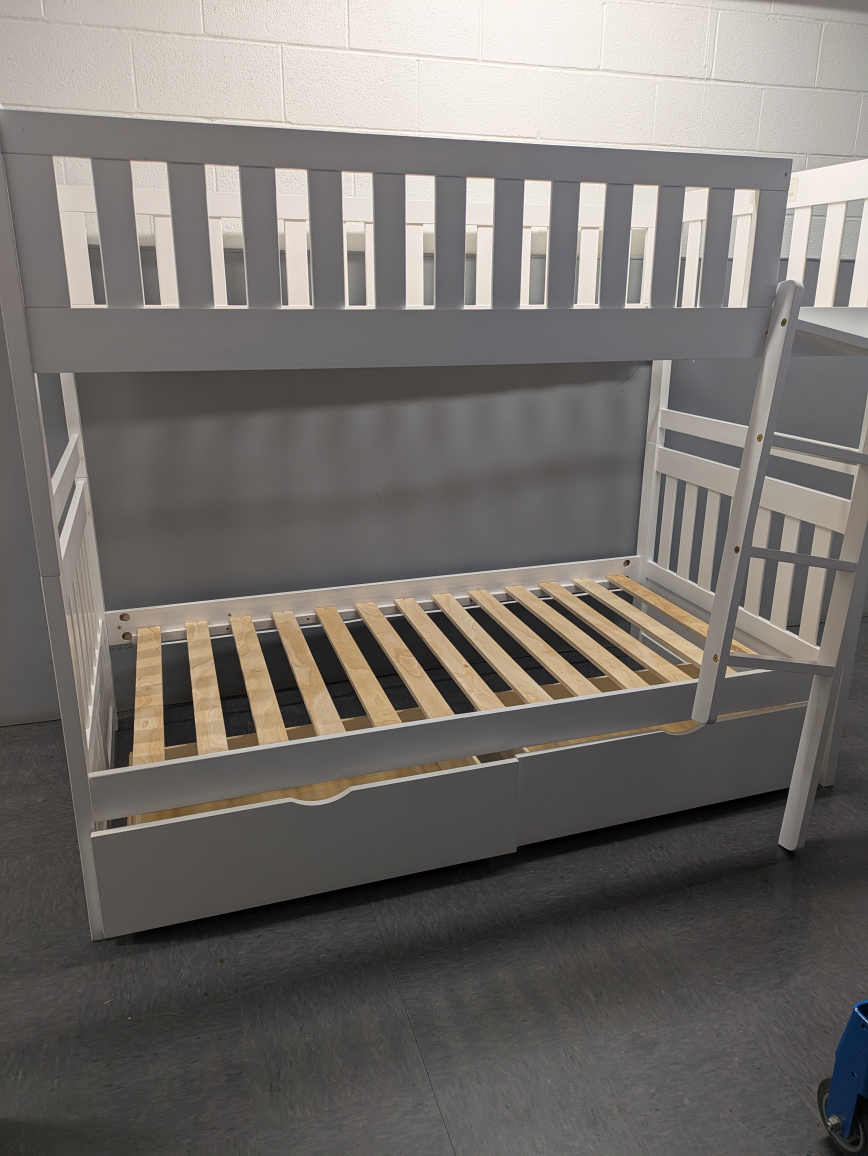 White Wooden Bunk Bed Frame - photo 5
