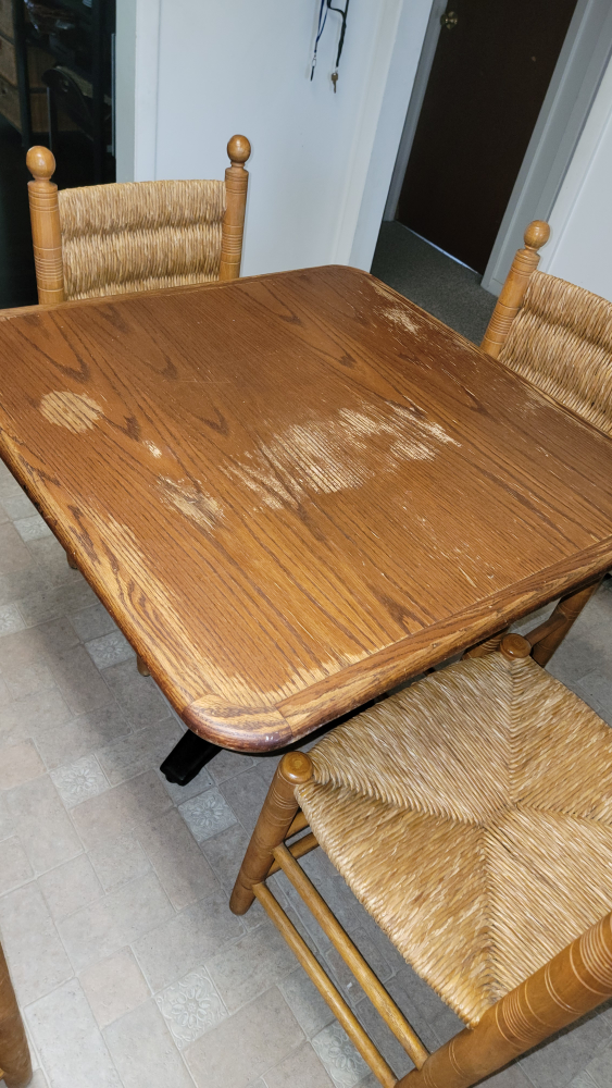 Square Wooden Dining Table with 4 Woven Chairs - photo 2